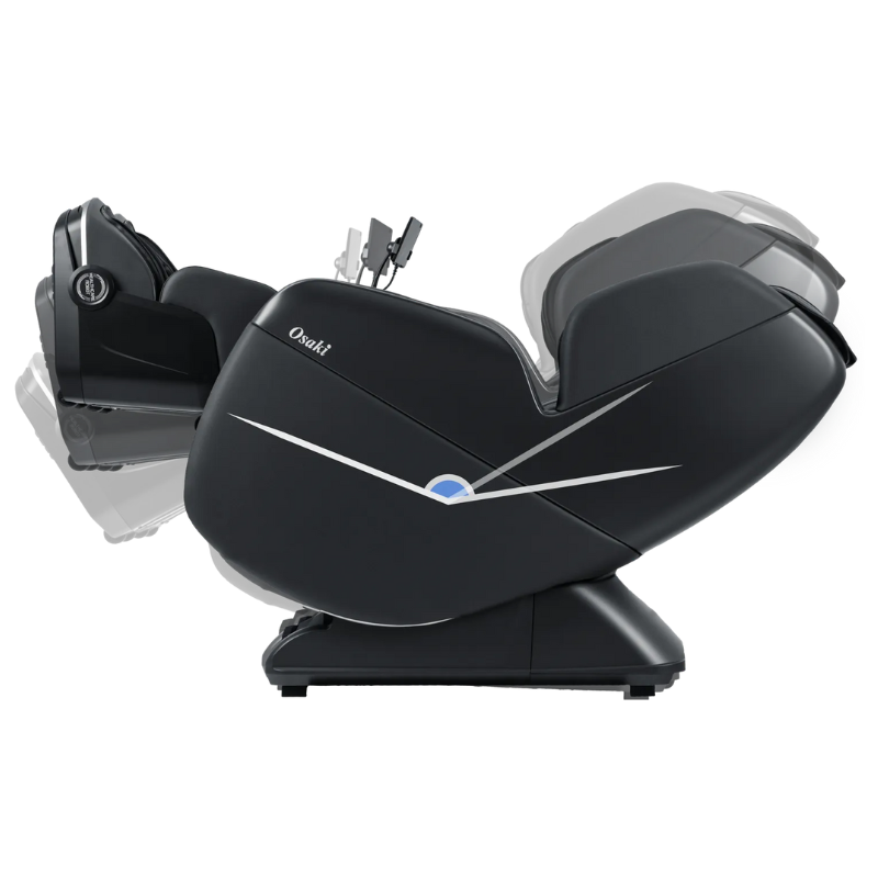 Side view of Osaki YogaFlex 4D massage chair in zero-gravity recline with legs elevated above the heart for weightless relaxation.