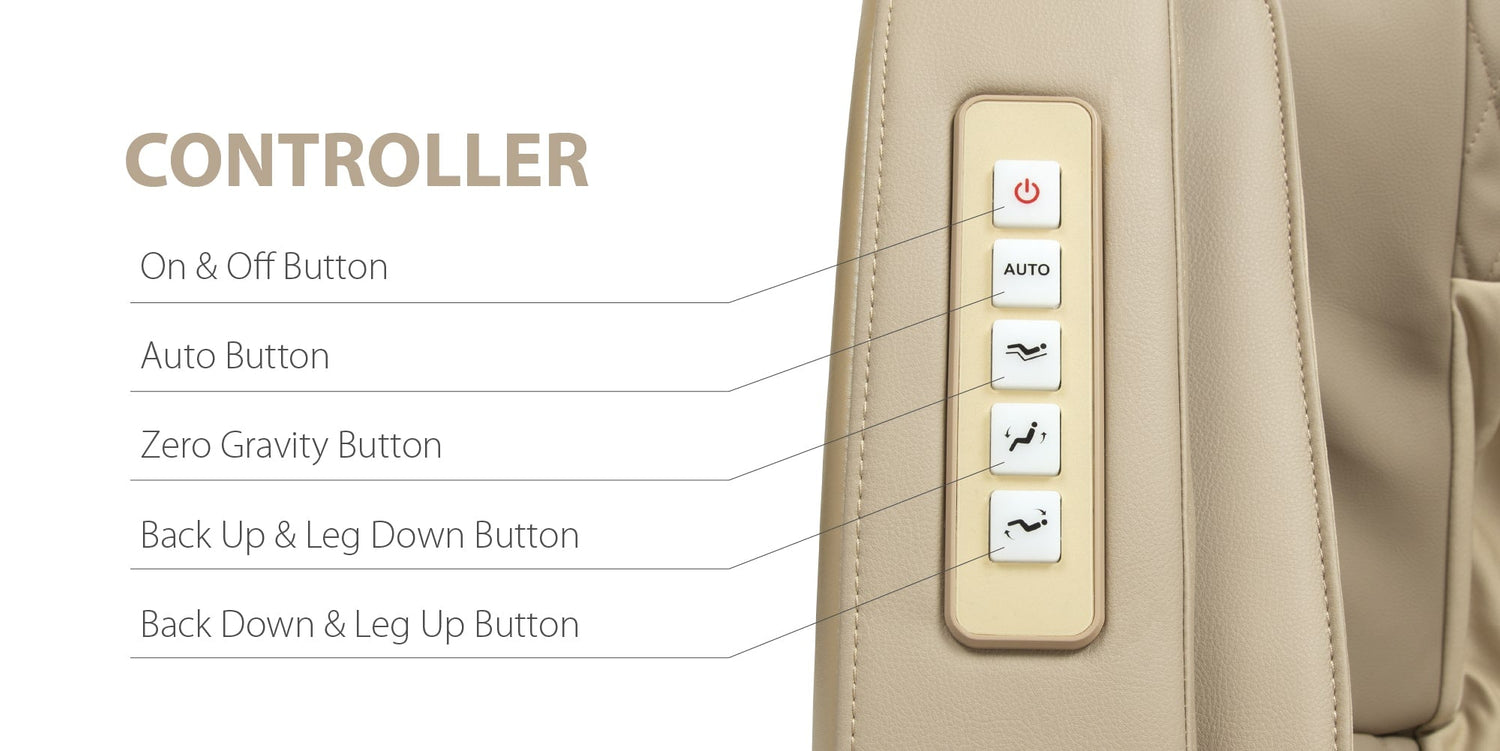 The Ador AD-Infinix Massage Chair has been installed with an easy-access controller to make reclining more accessible.