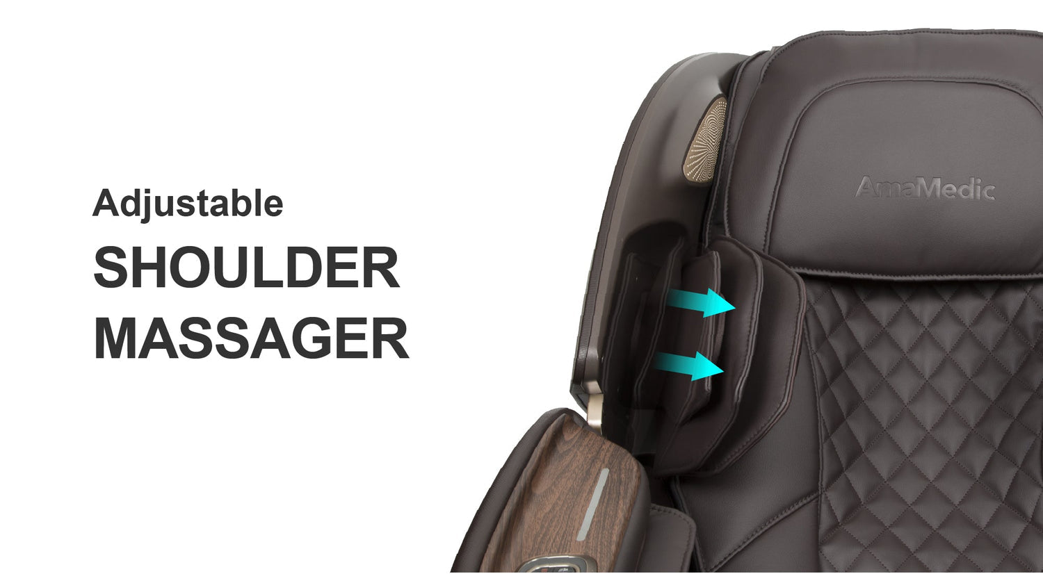 The Amamedic Hilux 4D Massage Chair has an adjustable shoulder massager that easily tightens by pushing the massager inwards.