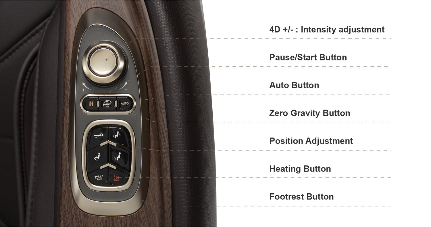 The Amamedic Hilux 4D Massage Chair has a built-in side panel controller so that the user can easily control the chair.