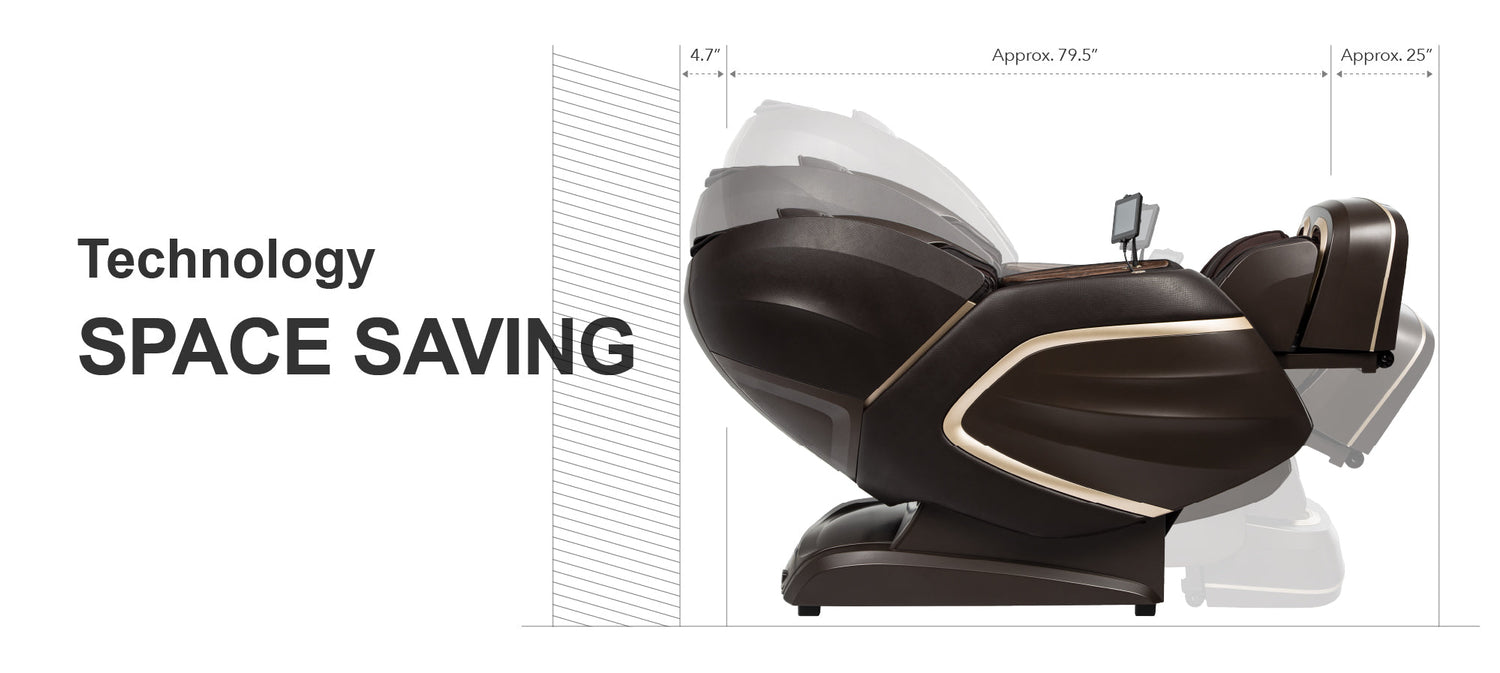 The Amamedic Hilux 4D Massage Chair has space-saving technology which reduces the amount of space the chair takes up.
