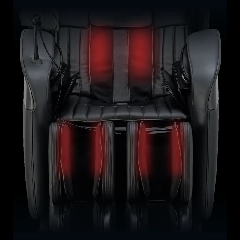 Osaki YogaFlex highlighting lumbar and calf heating zones for improved circulation and muscle relaxation.
