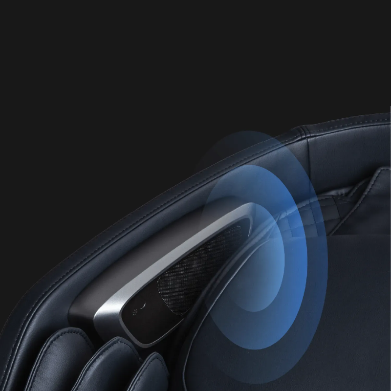 The Bluetooth speakers of the Osaki Bravo Duo 4D Massage Chair, allowing users to connect their devices and enjoy music or soothing sounds during their massage experience.