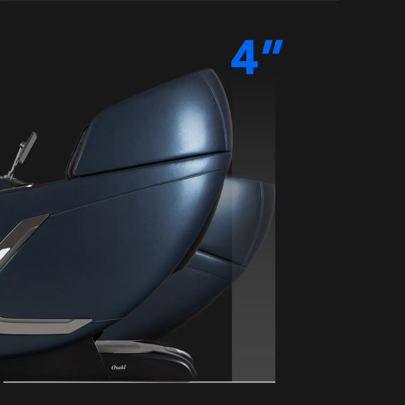 The space-saving technology of the Osaki 4D Bravo Duo Massage Chair, allowing it to be positioned close to the wall while fully reclining for optimal comfort in smaller spaces.