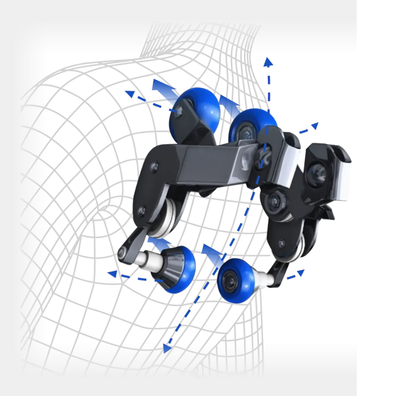 4D Mechanism of the Osaki Atlas XL, offering adjustable intensity, speed, width, and depth for a customizable and lifelike massage experience.