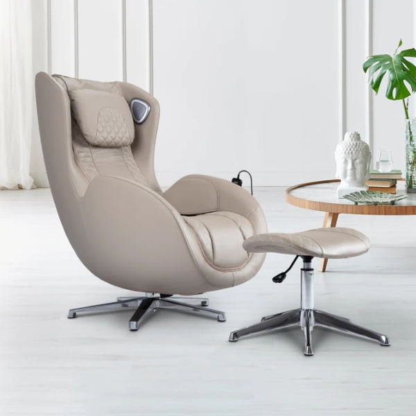 The Osaki Bliss VL massage chair has a 360° swivel, SL-track,  air compression hip massage, and height adjustable ottoman.
