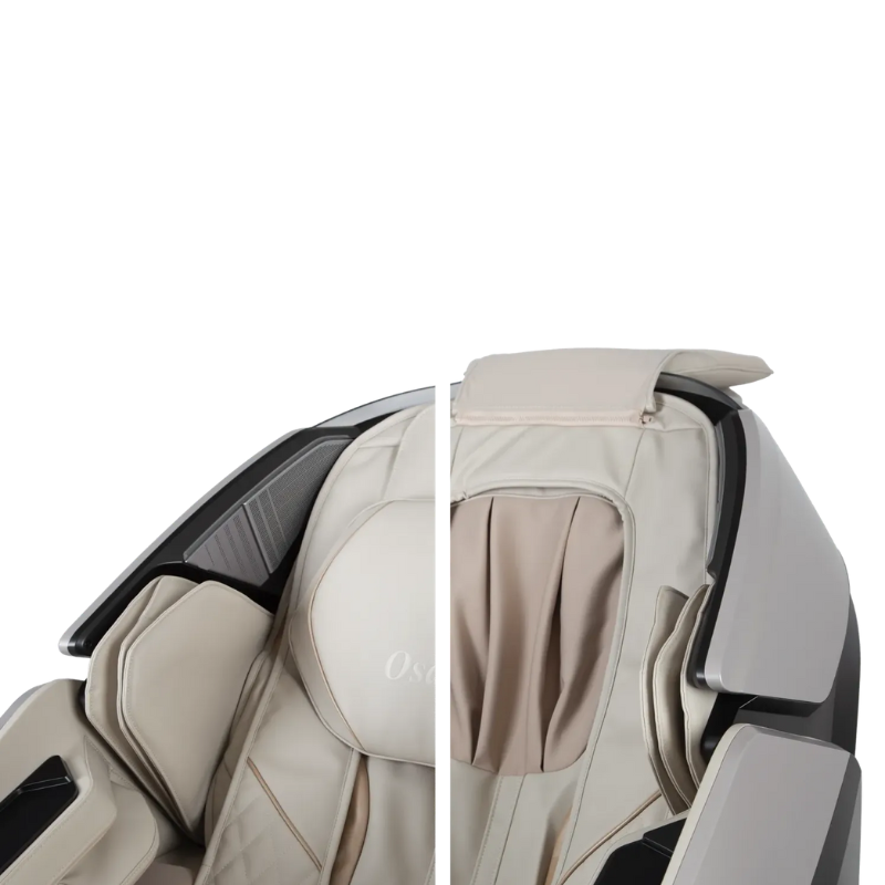 An image showcasing the Removable Pillow of the Osaki Grand Duo 4D massage chair, highlighting its ergonomic design that allows users to customize their comfort during massage sessions. The visual may demonstrate how the pillow can be easily detached, providing added versatility for different body types and preferences.
