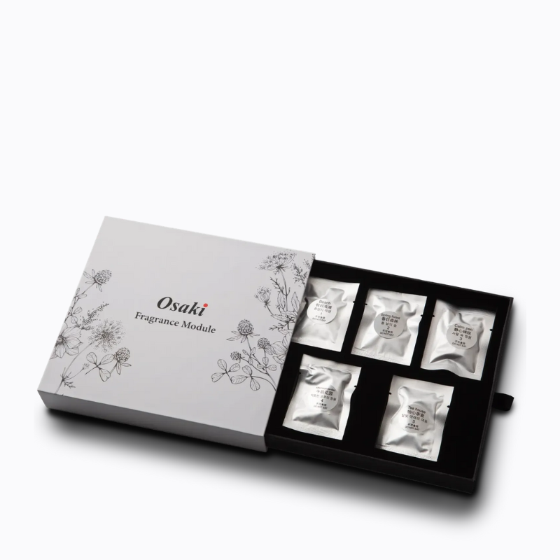 An image illustrating the Aromatherapy feature of the Osaki Grand Duo 4D massage chair, highlighting its ability to diffuse essential oils for a soothing and fragrant experience during massage sessions. The visual may showcase a small compartment or diffuser integrated into the chair, emphasizing how this feature enhances relaxation and promotes a calming atmosphere.