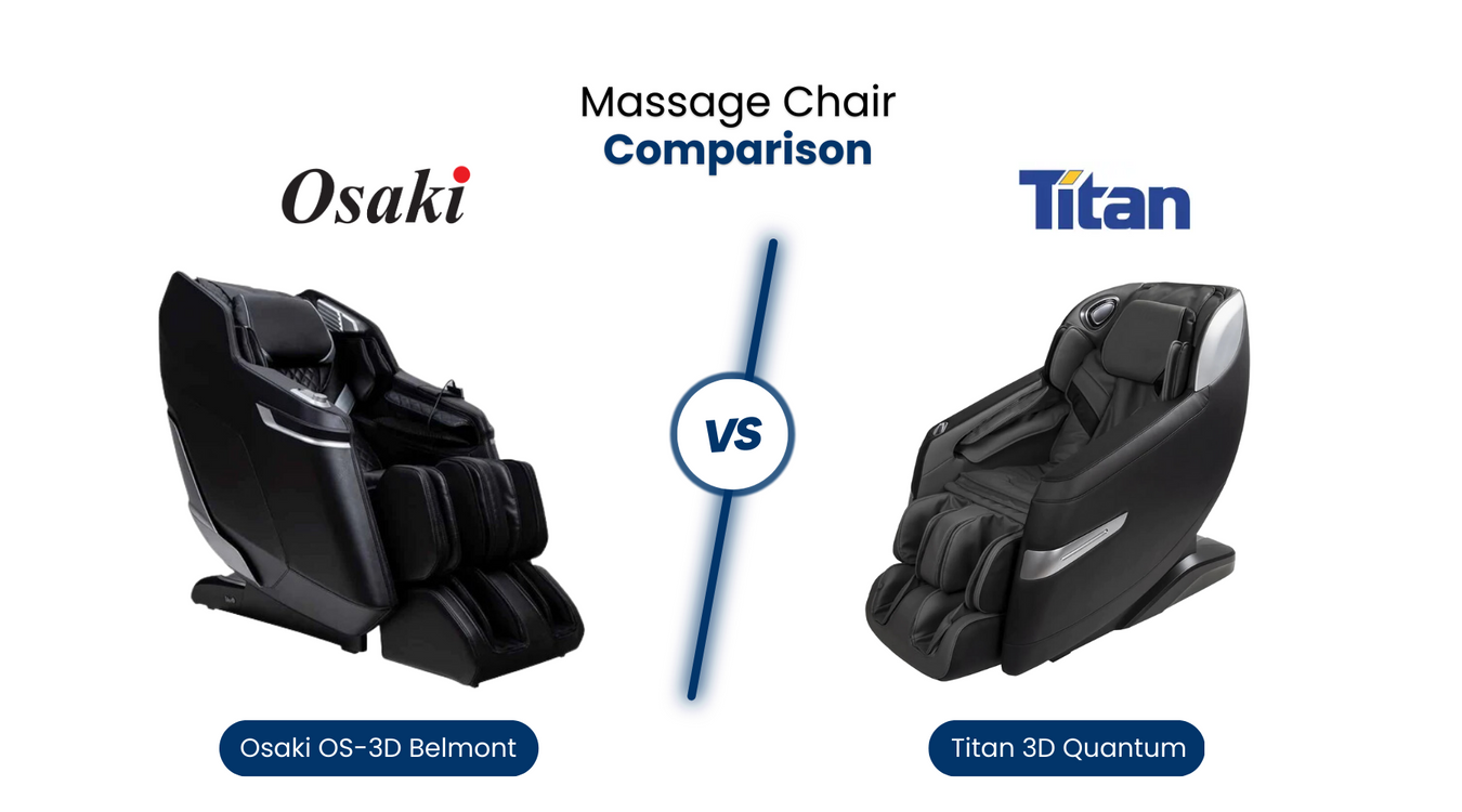 In this comprehensive Massage Chair Comparison, we'll compare the similarities and differences of the Osaki Belmont vs. Titan Quantum.