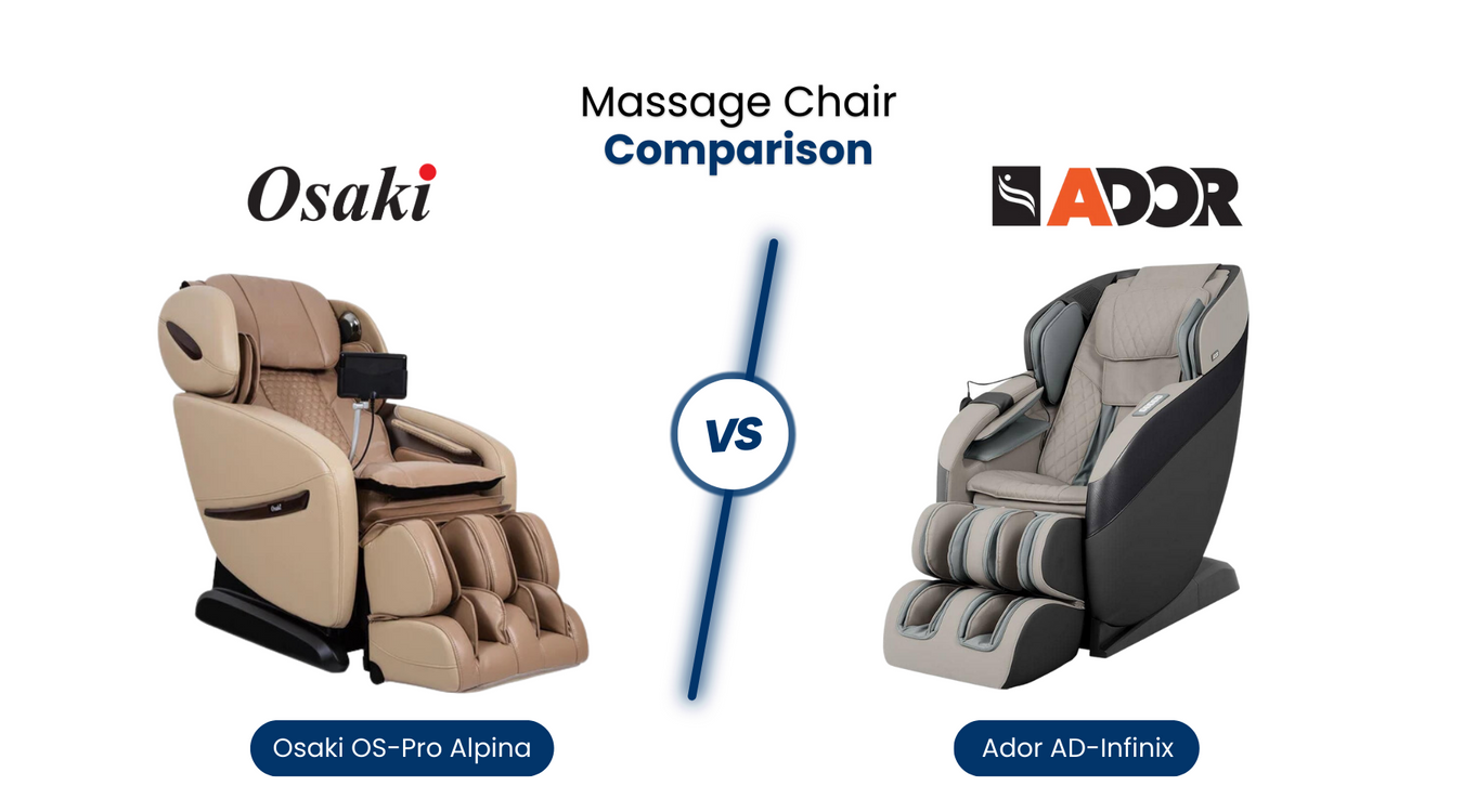 In this comprehensive Massage Chair Comparison, we'll compare the similarities and differences of the Osaki Alpina vs. Ador AD-Infinix.
