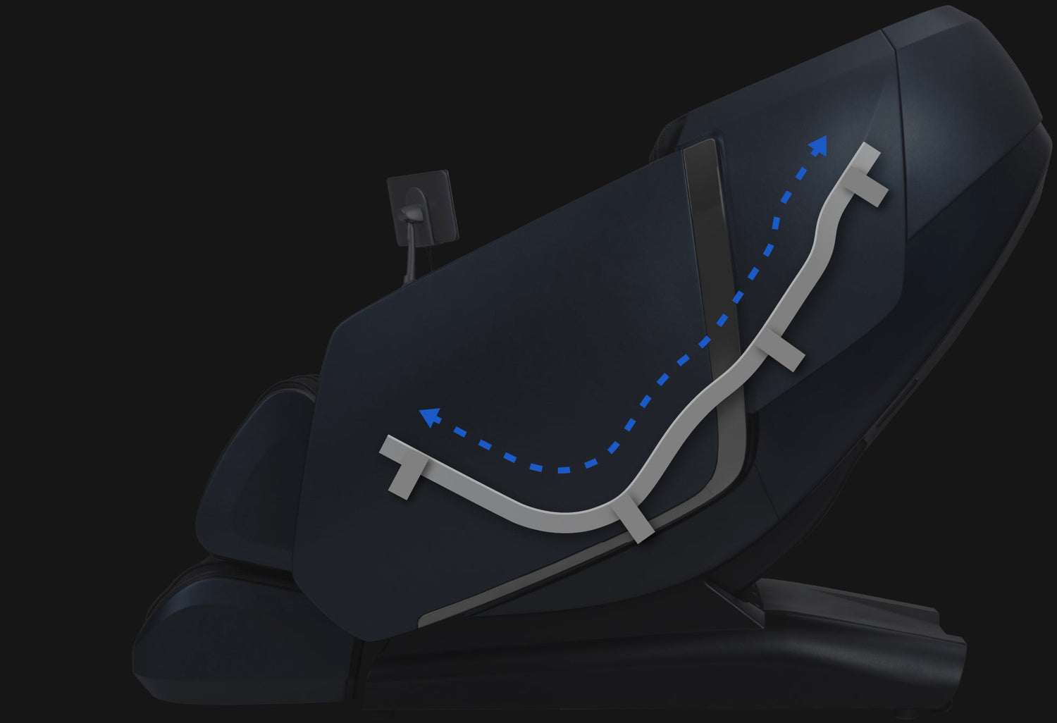 The Osaki OS-Highpointe 4D Massage Chair has an SL-Track that allows rollers to travel the curvature of the spine. 