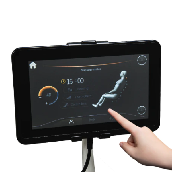 The Titan TP-Epic 4D Massage Chair has a touchscreen controller for simple navigation and setting adjustments.