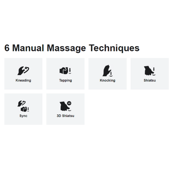 The Osaki OS-3D Belmont Massage Chair offers 6 manual massage techniques to make sure the user has a quality massage experience.