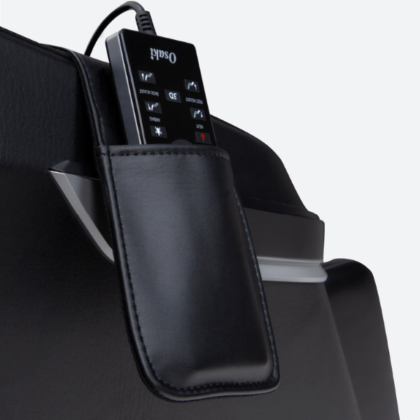 The Osaki OS-3D Belmont Massage Chair has a remote control packet to safely store your remote during and after your massage.