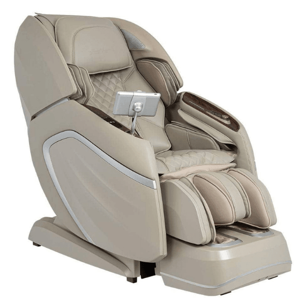The AmaMedic Hilux 4D Massage Chair comes with L-Track rollers, a powerful foot massage, and a user-friendly tablet remote.