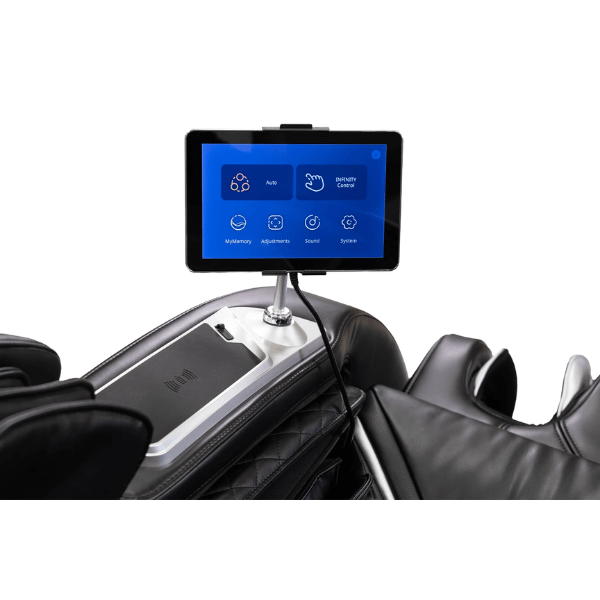 The Infinity Luminary massage chair comes with an advanced user-friendly touchscreen tablet remote for simple adjustments. 