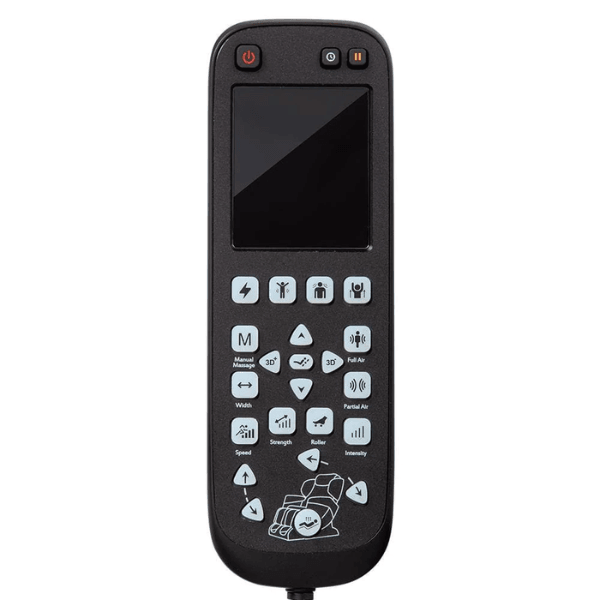 The Titan Optimus 3D massage chair comes with a user-friendly handheld remote for easy operation.