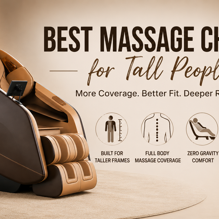 Browse massage chairs designed for tall people with adjustable leg extensions and full-body massage technology.