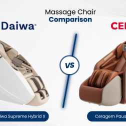 Compare the Daiwa Supreme Hybrid X and Ceragem Pause M10 massage chairs side by side, including massage technology, spinal therapy, stretching features, comfort, and smart wellness innovations to find the best luxury chair for your needs.