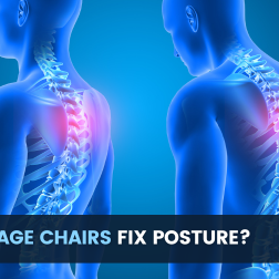 Massage chairs can help improve posture by relaxing tense muscles, promoting spinal alignment, and reducing strain caused by poor sitting habits.