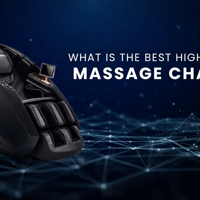 High-tech Daiwa Supreme Hybrid X massage chair in black with futuristic digital background