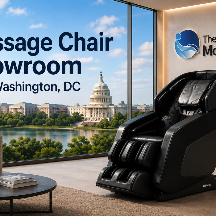 Interior of The Modern Back's massage chair showroom near Washington, DC, showcasing premium Daiwa massage chairs.