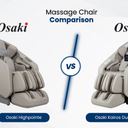 Compare the Osaki Highpointe and Kairos Duo massage chairs to see how they differ in 4D+3D technology, innovative features, overall comfort, and value.