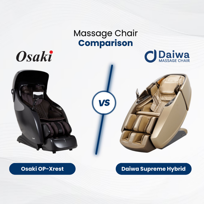 Learn about the differences and similarities between the Osaki OP-Xrest and the Daiwa Supreme Hybrid Massage Chairs.