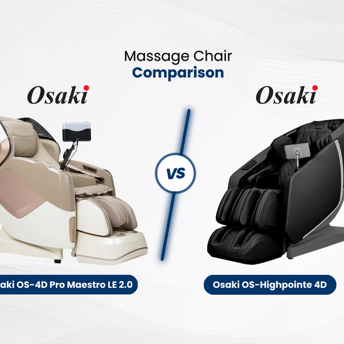 Learn about the differences and similarities between the Osaki Maestro LE 2.0 and the Osaki Highpointe 4D Massage Chairs. 