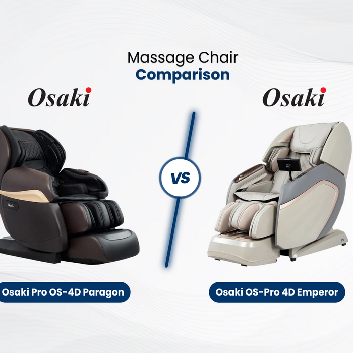 Learn about the similarities and differences between the Osaki 4D Paragon vs. The Osaki 4D Emperor massage chairs. 