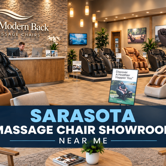Sarasota massage chair showroom near me featuring luxury massage chairs at The Modern Back.