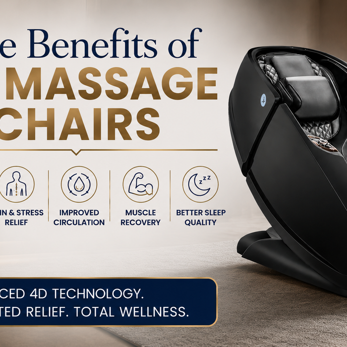 The Benefits of 4D Massage Chairs with the Daiwa Supreme Hybrid X highlighting advanced 4D massage technology, targeted relief, and premium home wellness.