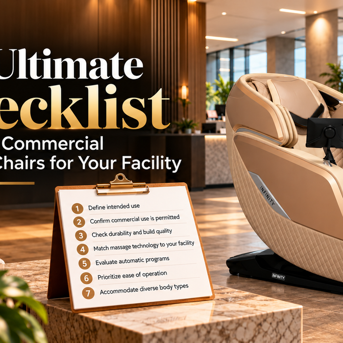 Use this complete checklist for buying commercial massage chairs and learn what to consider for durability, features, maintenance, fit, warranty, and facility use.