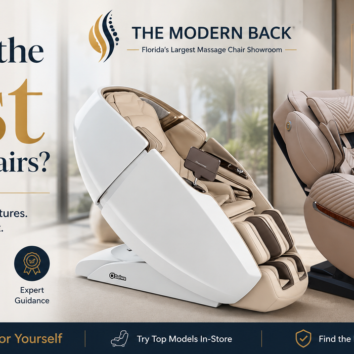 Best luxury massage chairs at The Modern Back featuring the Daiwa Supreme Hybrid and Luraco i9 Max Special Edition for ultimate comfort and wellness.