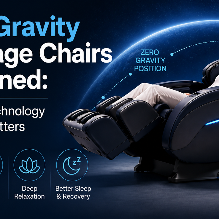 Zero gravity massage chair showcasing comfort, relaxation, and the benefits of NASA-inspired reclining technology.
