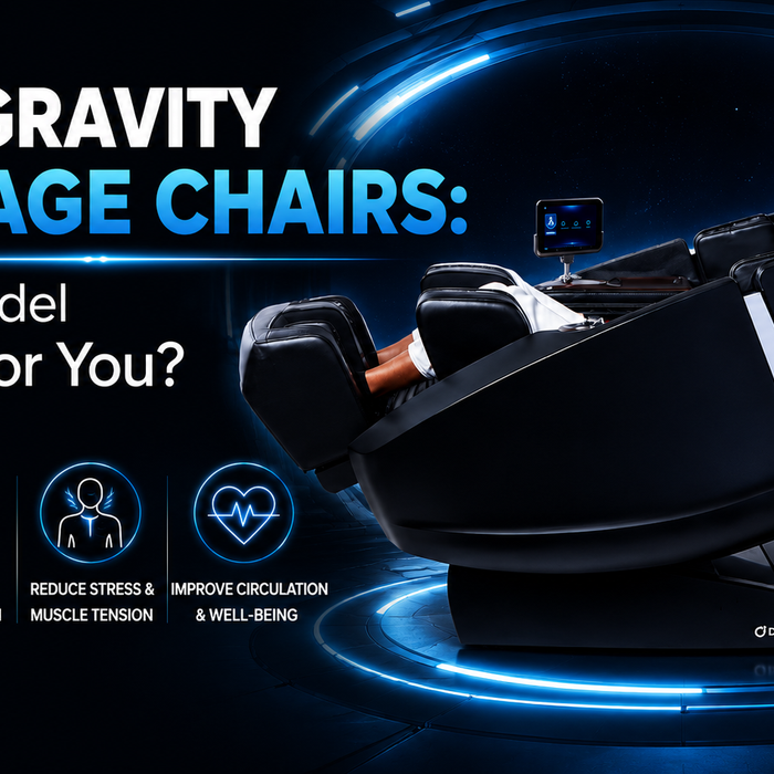 Zero gravity massage chairs comparison guide featuring a luxury massage chair in a futuristic environment.