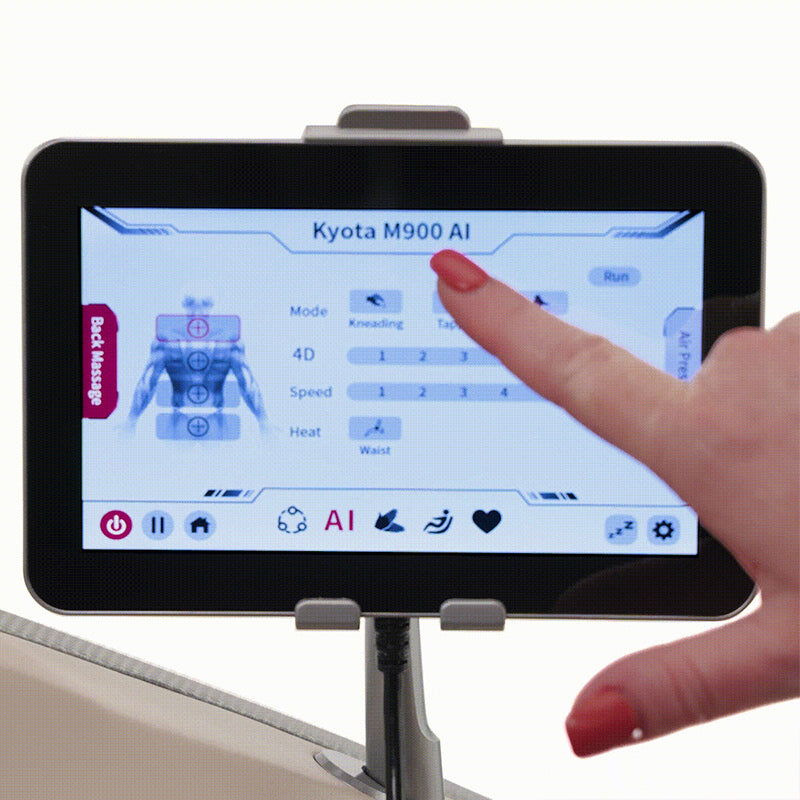 Kyota Hatsumei M900 AI performing AI body scan to tailor massage.