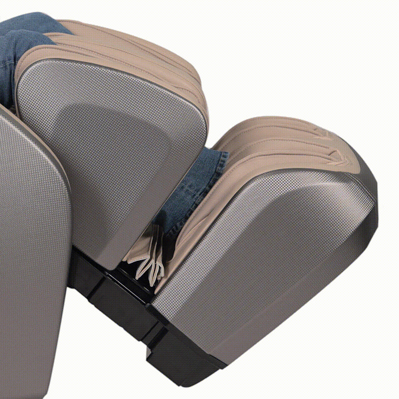 Kyota Hatsumei M900 AI Massage Chair footrest automatically extending to match user height for personalized leg and foot support.
