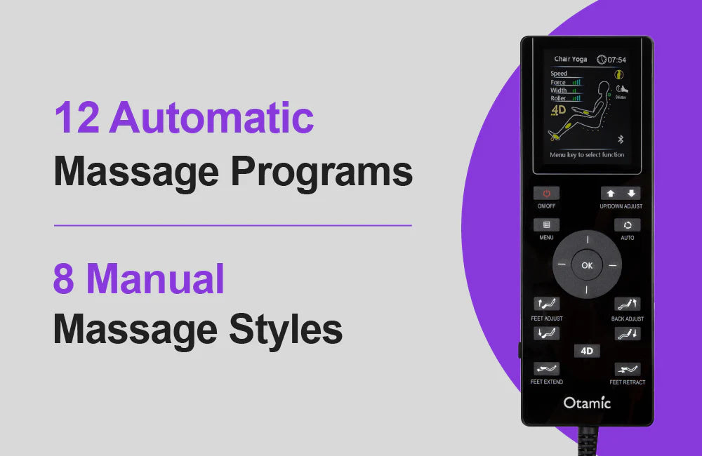 12 Automatic Programs & 8 Manual Massage Styles