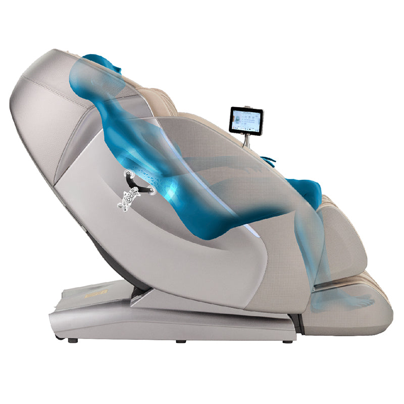 Kyota Hatsumei M900 AI Massage Chair performing Patented AI Body Scanning to map body contours and customize roller movements for a perfect fit.