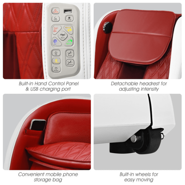 The Costway Full Body Zero Gravity Massage Chair Recliner with SL Track Heat has a control panel and detachable headrest. 