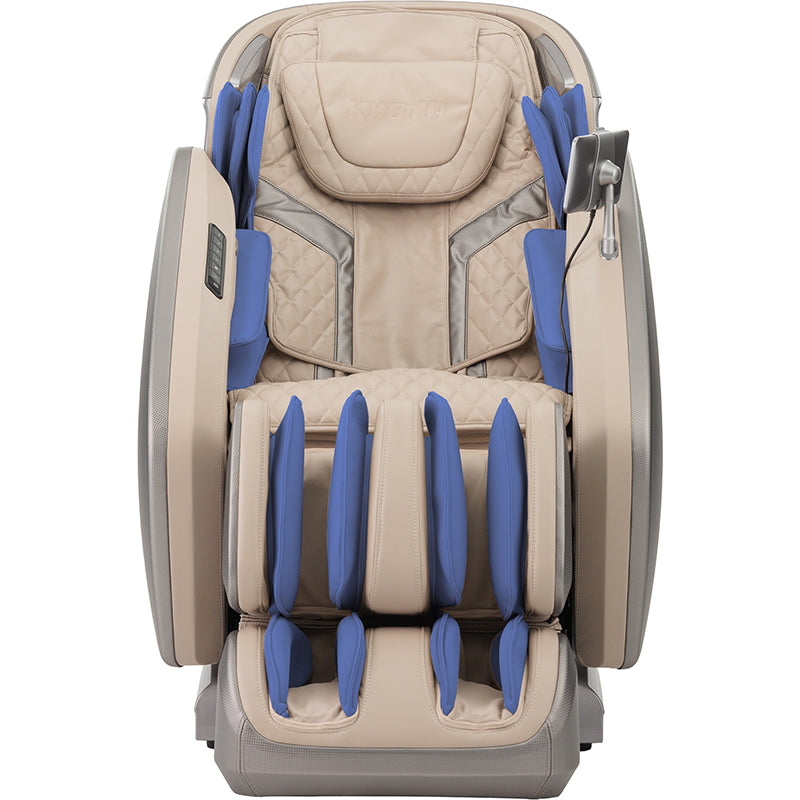 Kyota Hatsumei M900 AI Massage Chair showing adjustable shoulder airbags providing customizable compression for upper body support and tension relief.