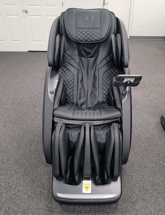 Front view of the Osaki Solis 4D Massage Chair in black, highlighting its sleek design, ergonomic structure, and advanced features, offering a premium, customizable massage experience.