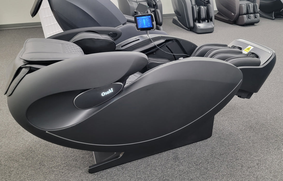 Image of the Osaki Solis 4D Massage Chair in zero gravity position, with the chair reclined to evenly distribute body weight and elevate the legs above heart level, promoting relaxation and reducing spinal pressure.