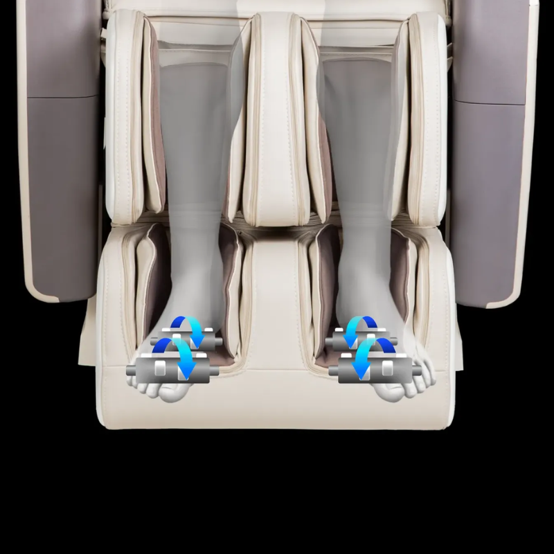 The Osaki Flagship Duo features two specialized foot rollers that target pressure points to improve circulation and provide a relaxing, therapeutic massage to the feet.