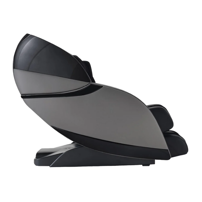 Black Infinity Evolution massage chair with advanced 3D/4D rollers and modern design.
