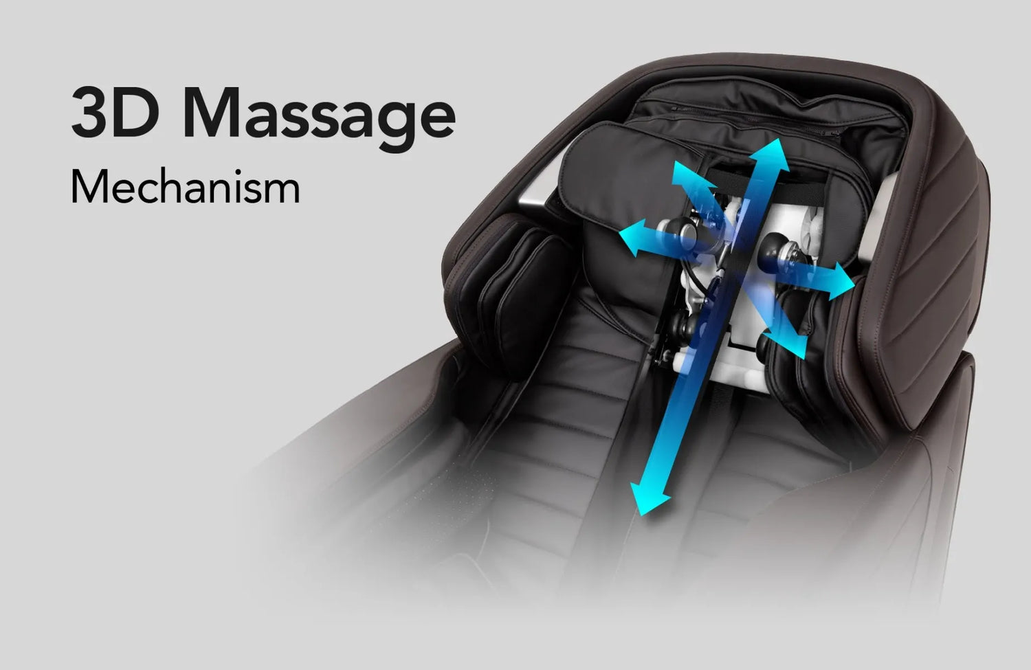 Image showcasing the 3D massage rollers of the Titan Jupiter Premium LE open box floor model massage chair, illustrating their ability to move in multiple dimensions to mimic the hands of a professional therapist, providing a deep and customizable massage experience that targets key pressure points in the back and shoulders.