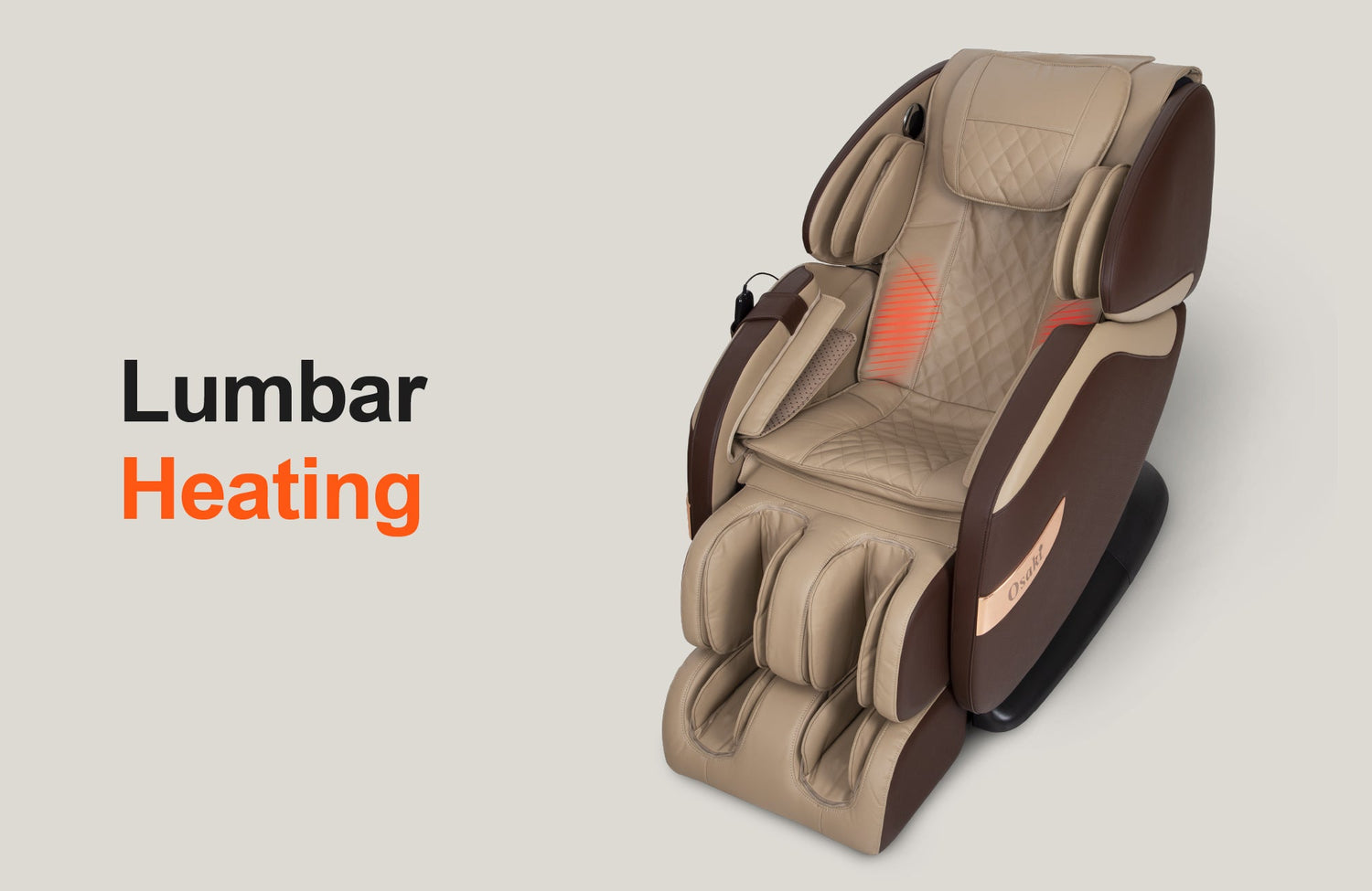 OS-Champ has 2 heating pads located on the Lumbar area