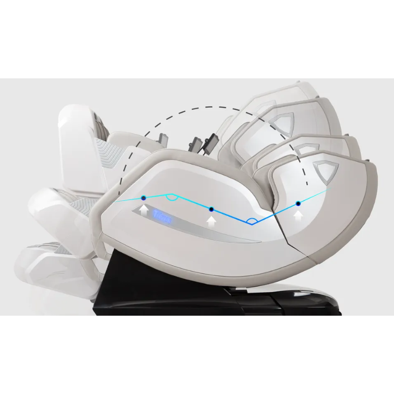 The Titan 4D Advent Massage Chair offers a 3-stage zero gravity recline, elevating your legs to heart level to reduce spinal pressure, enhance circulation, and create a sensation of weightlessness for optimal relaxation.