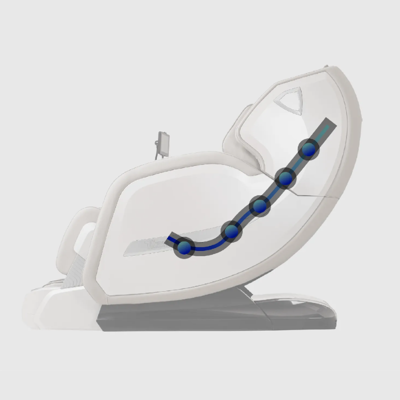 The Titan 4D Advent Massage Chair features an SL-Track system that follows the natural curve of your spine, extending from the neck to the hamstrings, ensuring deep, consistent massage coverage across the entire back and glutes.